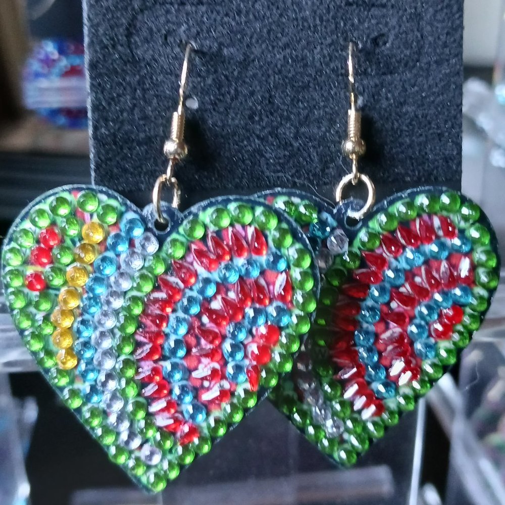 Handcrafted earrings rainbow heart
